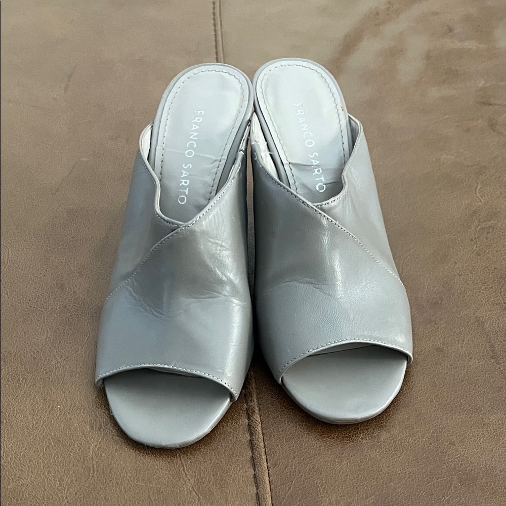 Franco Sarto Women's Silver Leather Mules